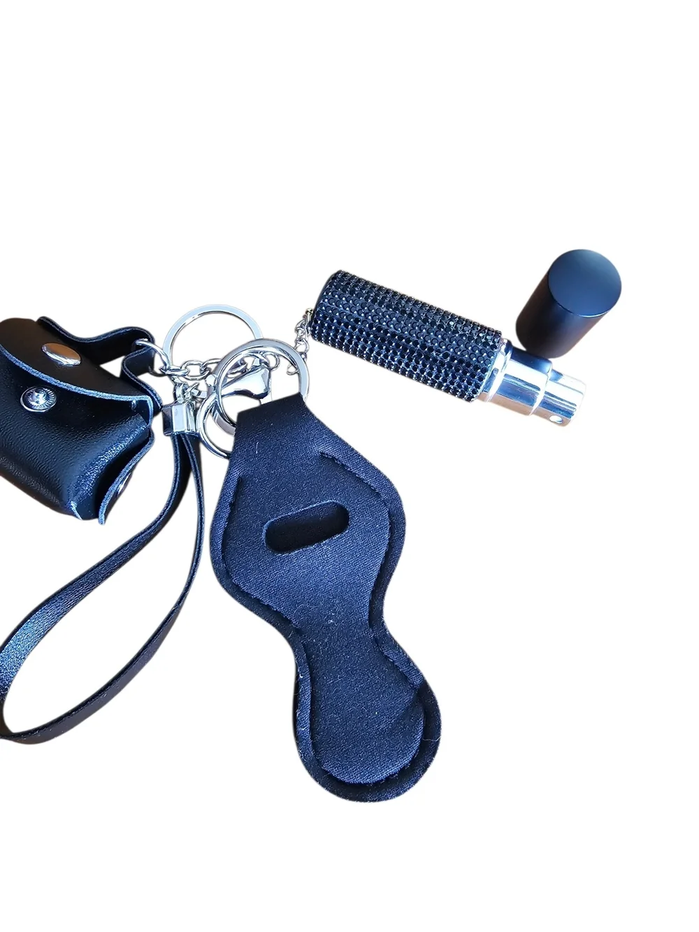 New. Women's Black Key Chain & Refillable Perfume Bottle